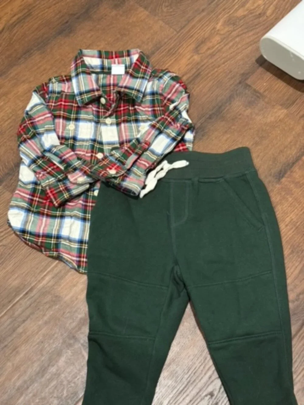 Gap Christmas plaid button up with pants